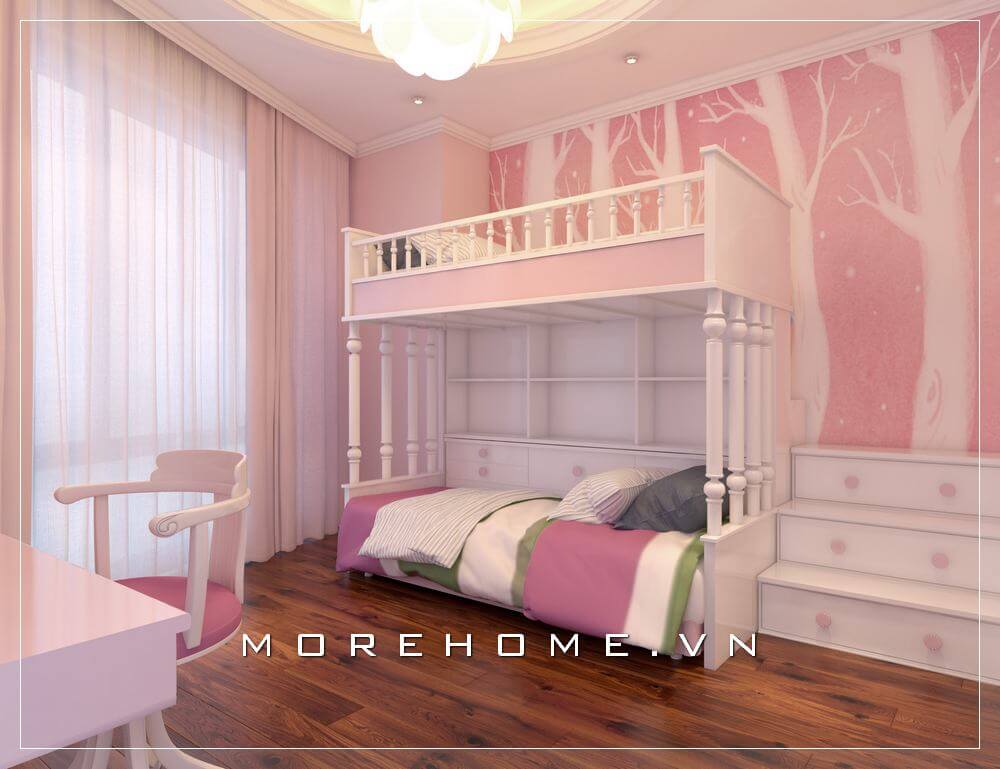 Trang trí nội thất phòng ngủ màu hồng